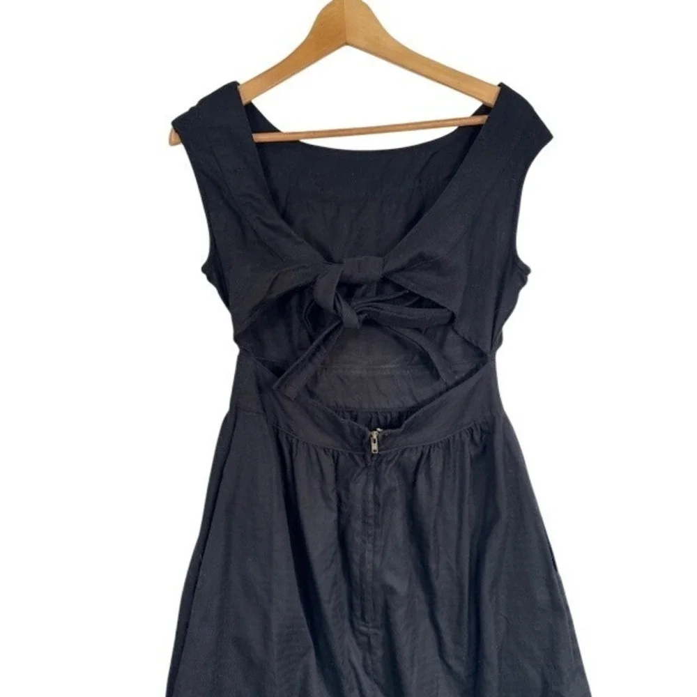 Tulle‎ Womens Black Sleeveless Fit and Flare Dress Tie Back Pockets Size S